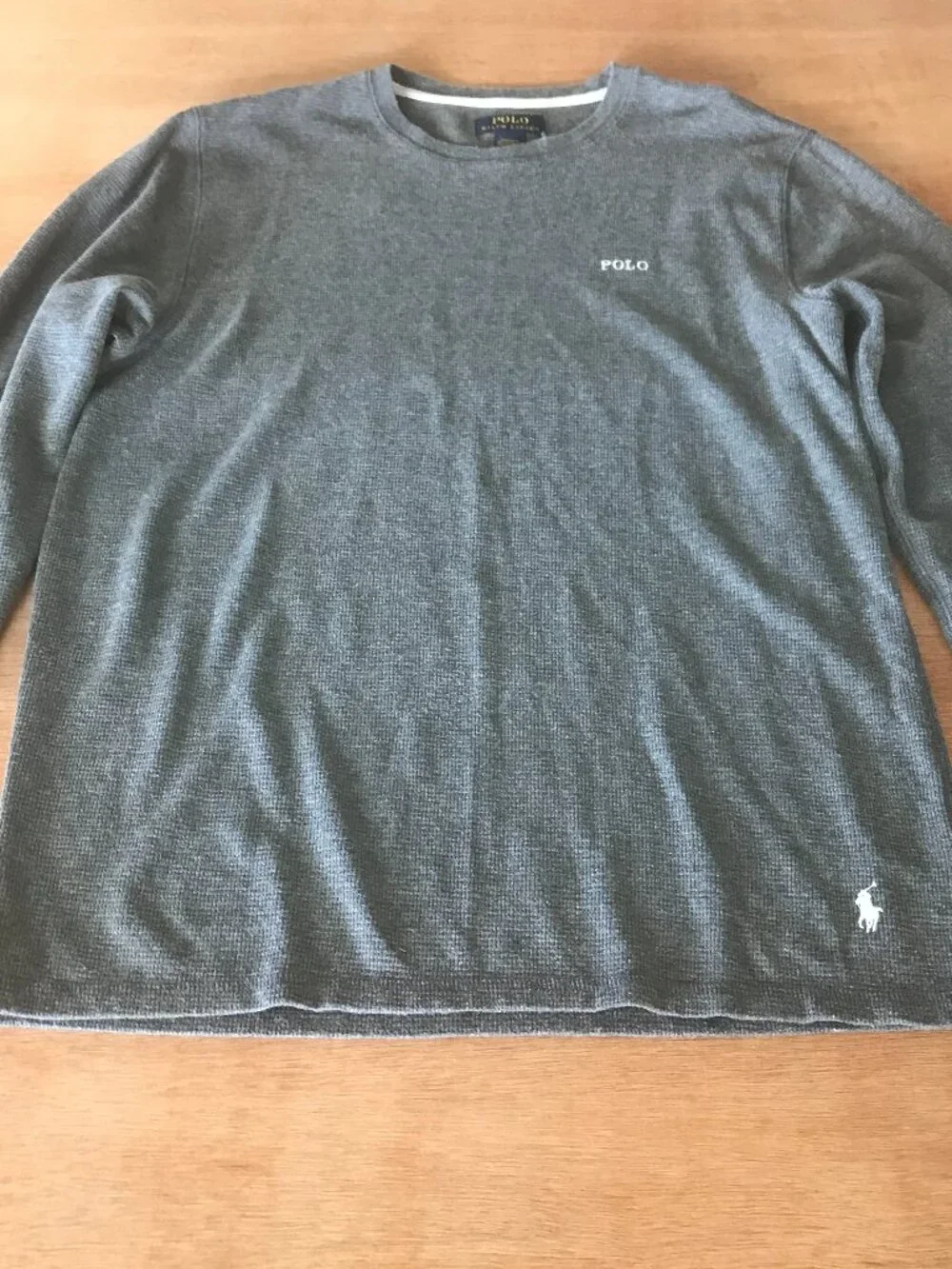 Polo Ralph Lauren Sleepwear Shirt Men L Gray Crew Neck Long Sleeve Thermal 20105